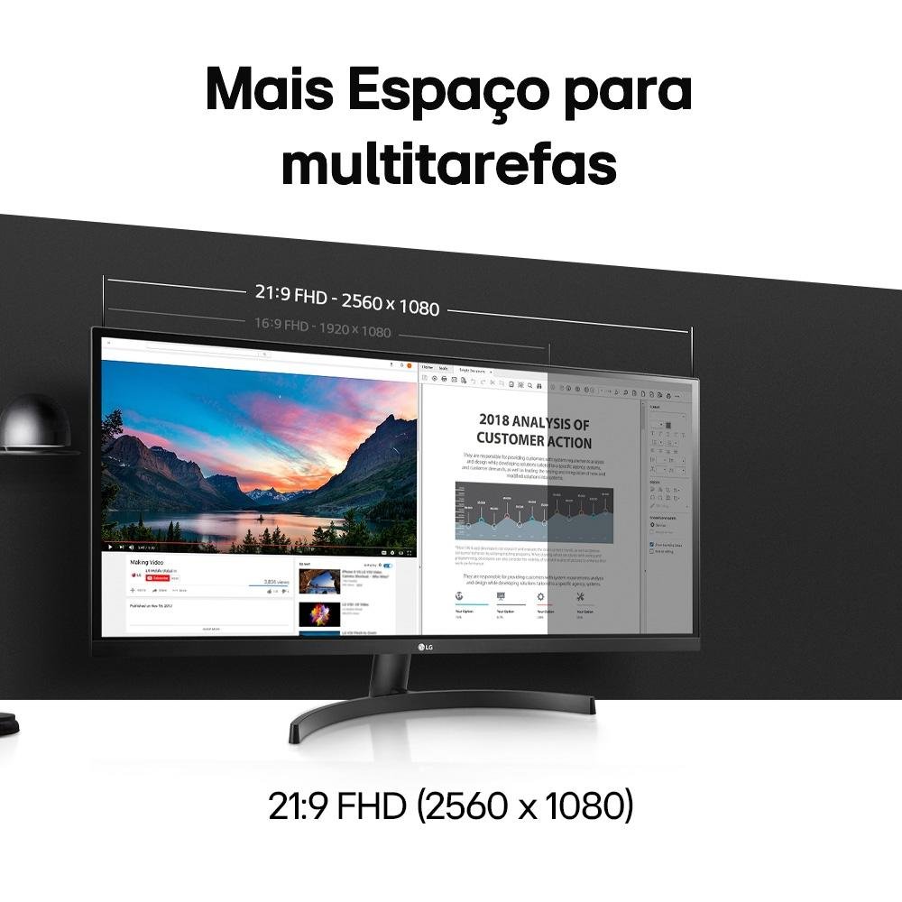 Monitor LG 29" Full HD, IPS, Ultra Wide, HDMI, VESA, Ajuste de Ângulo, HDR 10, 99% sRGB, FreeSync, Preto - 29WL500 Monitor LG 29" Full HD, IPS, Ultra Wide, HDMI, VESA, Ajuste de Ângulo, HDR 10, 99% sRGB, FreeSync, Preto - 29WL500
