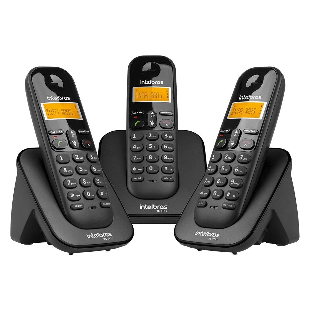 Imagem 2 de 3 do produto Telefone Sem Fio Intelbras TS 3113 com Identificador de Chamadas e Agenda para 70 Contatos, Preto - 4123103