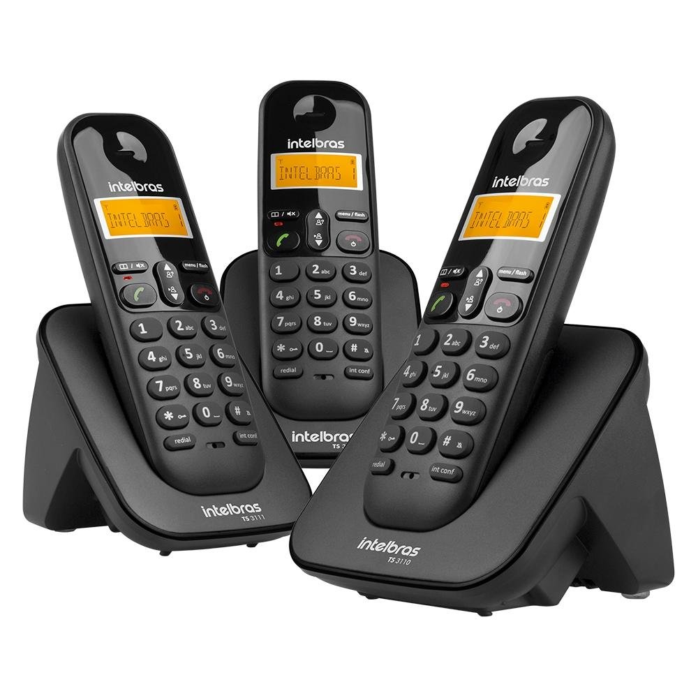 Imagem 3 de 3 do produto Telefone Sem Fio Intelbras TS 3113 com Identificador de Chamadas e Agenda para 70 Contatos, Preto - 4123103