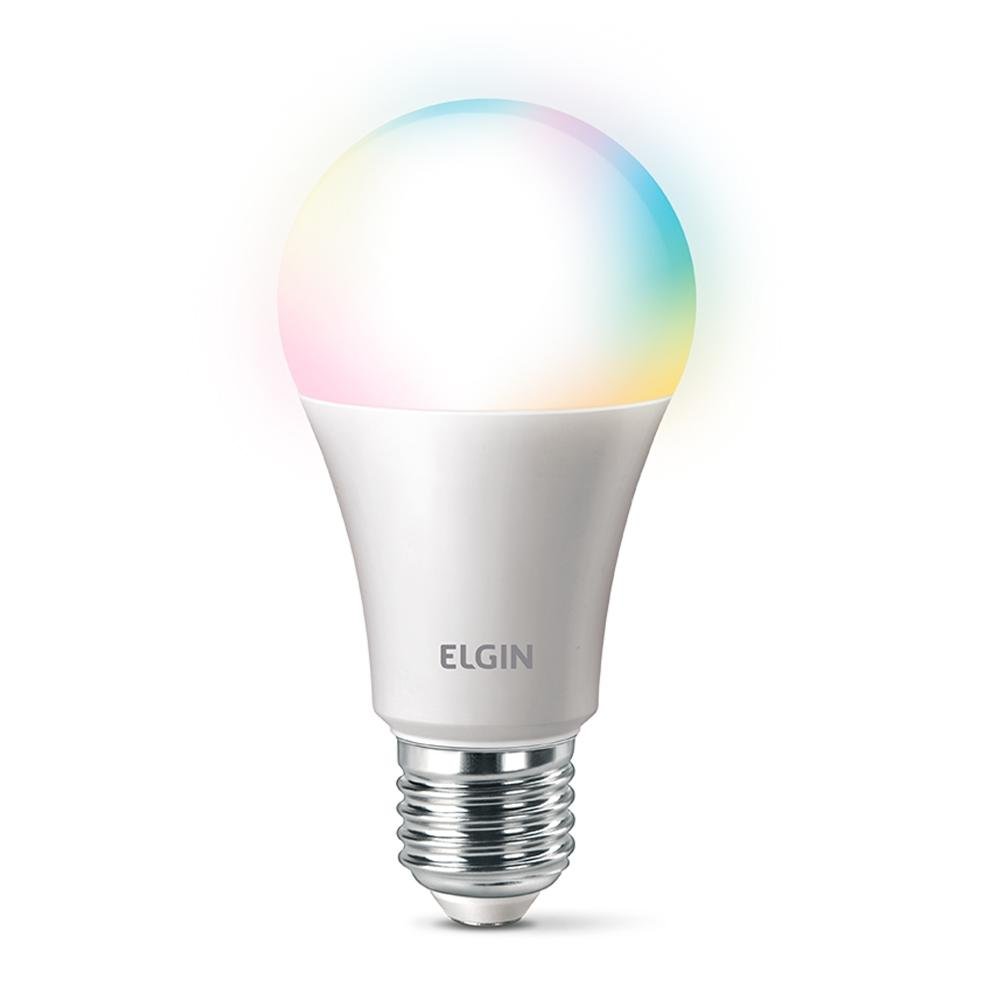 Imagem 1 de 10 do produto Lâmpada Smart Elgin, 10W, RGB Color, Wi-Fi, Alexa e Google Assistant, Branco - 48BLEDWIFI00