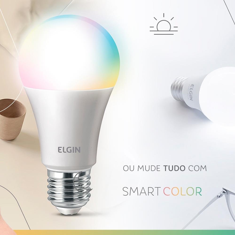 Imagem 5 de 10 do produto Lâmpada Smart Elgin, 10W, RGB Color, Wi-Fi, Alexa e Google Assistant, Branco - 48BLEDWIFI00