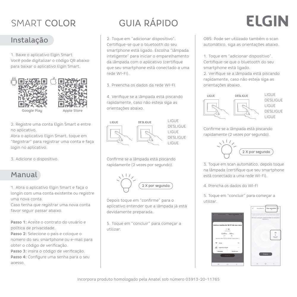 Imagem 10 de 10 do produto Lâmpada Smart Elgin, 10W, RGB Color, Wi-Fi, Alexa e Google Assistant, Branco - 48BLEDWIFI00