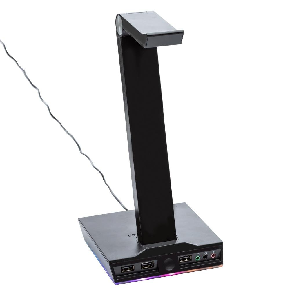 Imagem 2 de 5 do produto Suporte de Headset Gamer, Husky Gaming Blizzard, RGB, 3x USB, Com Placa de som - HGMD015