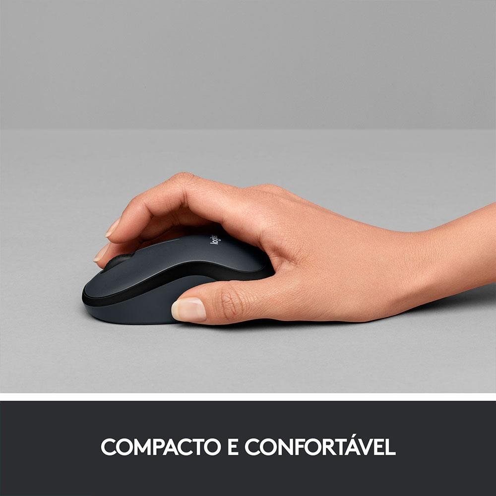 Imagem 10 de 11 do produto Mouse Sem Fio Logitech M220 com Clique Silencioso, Design Ambidestro Compacto, Conexão USB e Pilha Inclusa, Graphite - 910-006127