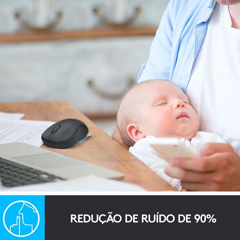 Imagem 11 de 11 do produto Mouse Sem Fio Logitech M220 com Clique Silencioso, Design Ambidestro Compacto, Conexão USB e Pilha Inclusa, Graphite - 910-006127