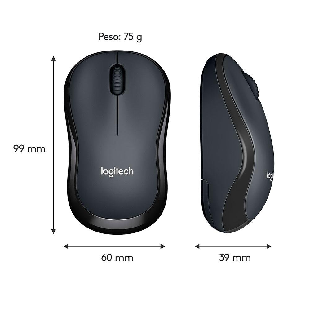 Imagem 4 de 11 do produto Mouse Sem Fio Logitech M220 com Clique Silencioso, Design Ambidestro Compacto, Conexão USB e Pilha Inclusa, Graphite - 910-006127
