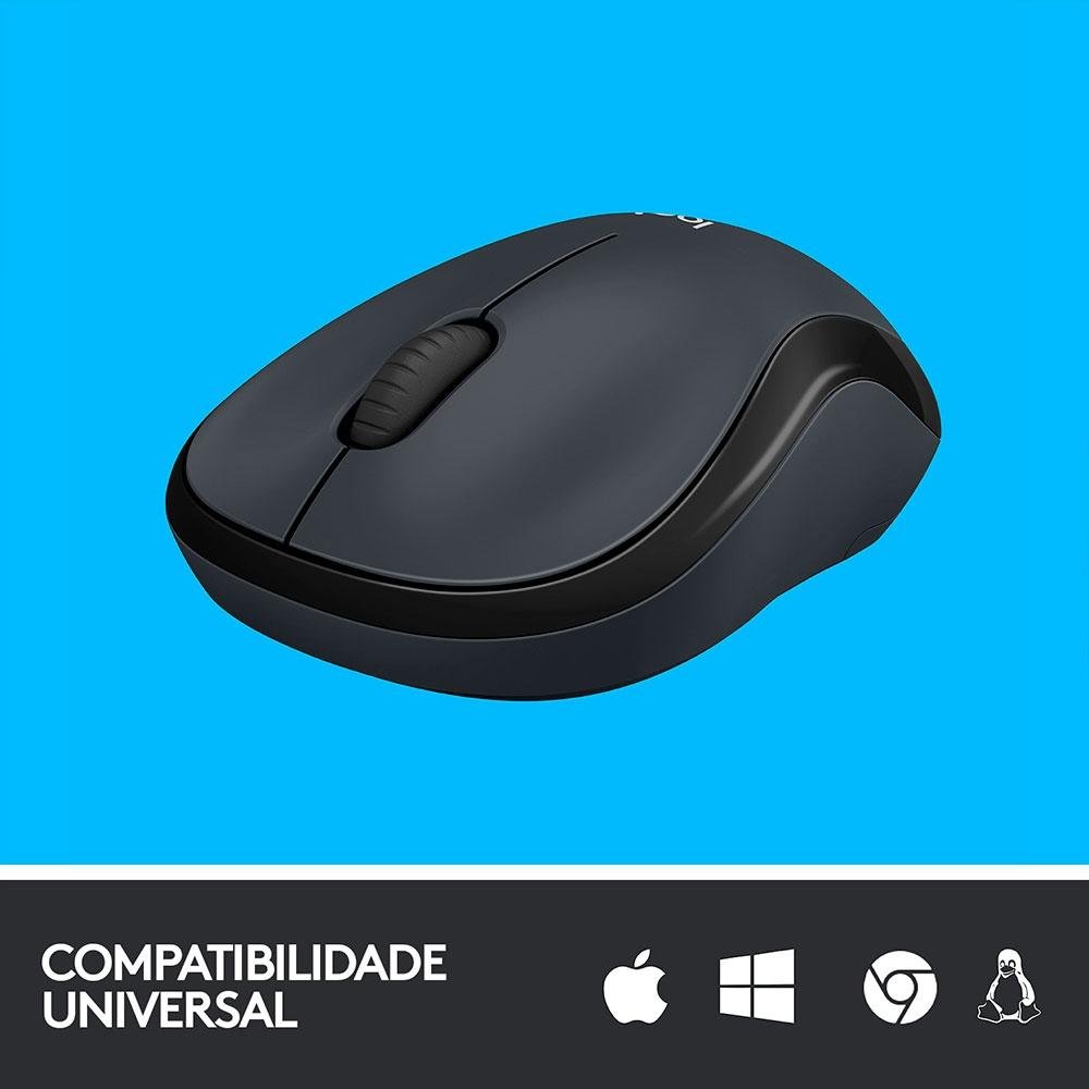 Imagem 7 de 11 do produto Mouse Sem Fio Logitech M220 com Clique Silencioso, Design Ambidestro Compacto, Conexão USB e Pilha Inclusa, Graphite - 910-006127