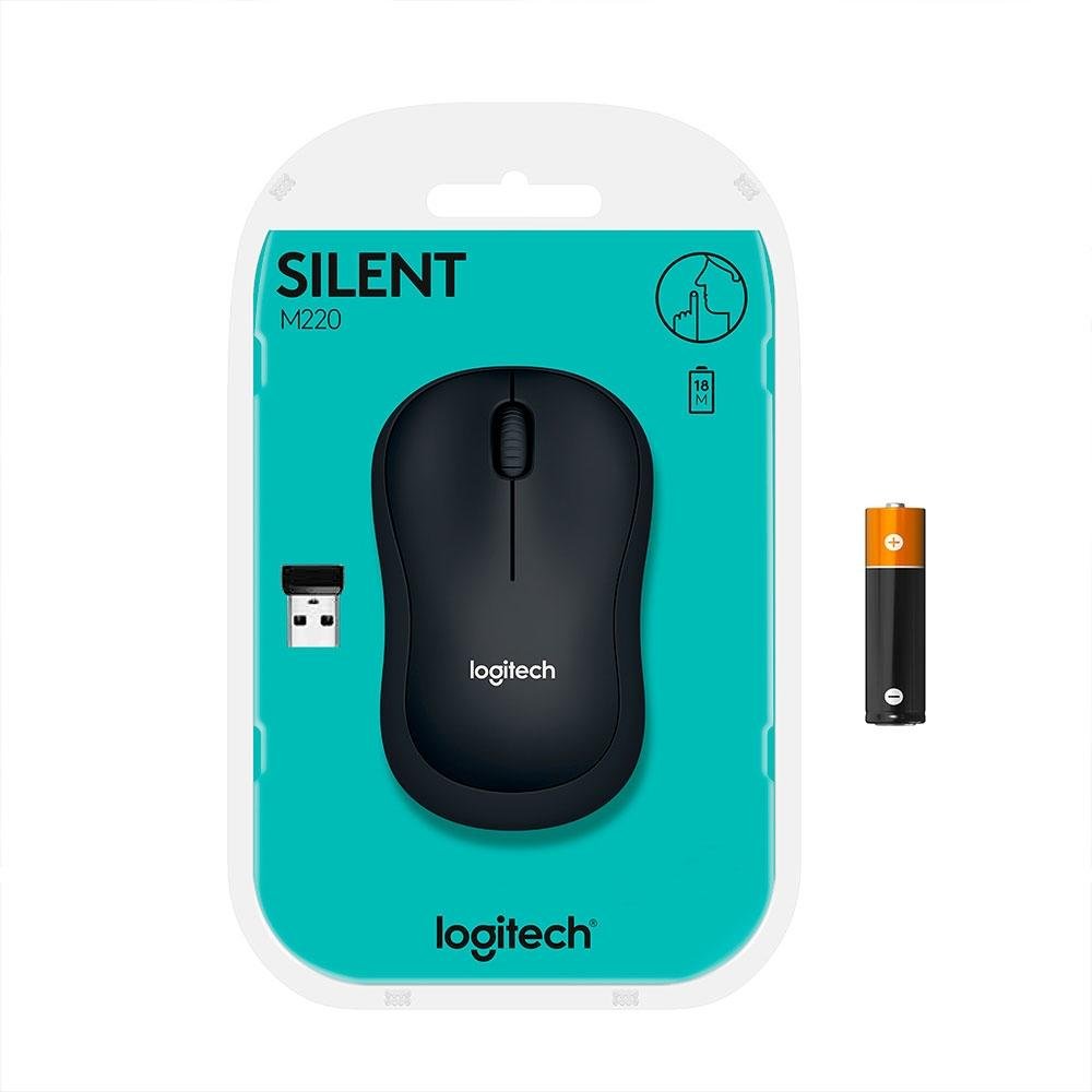 Imagem 5 de 11 do produto Mouse Sem Fio Logitech M220 com Clique Silencioso, Design Ambidestro Compacto, Conexão USB e Pilha Inclusa, Graphite - 910-006127