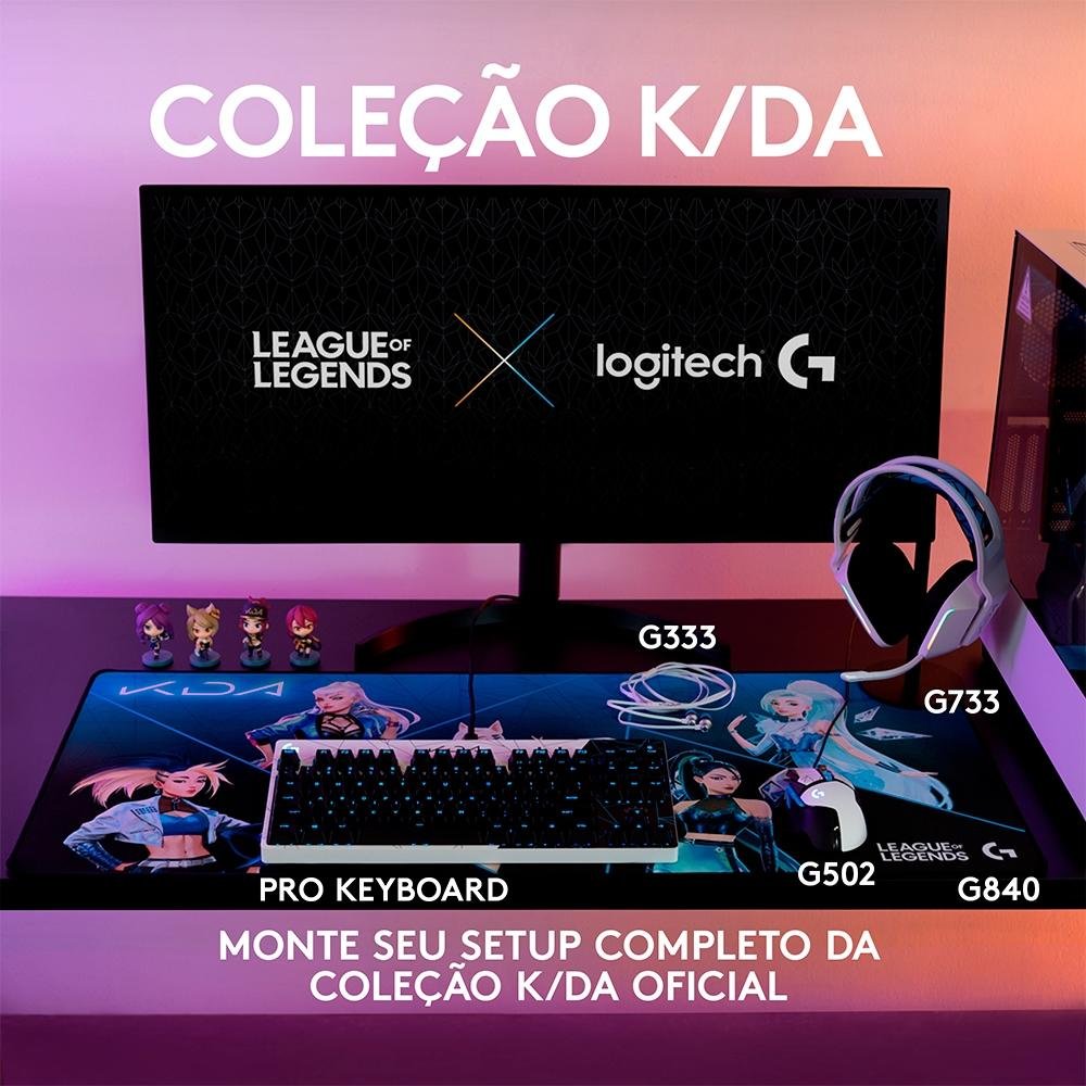 Imagem 3 de 7 do produto Teclado Mecânico Gamer Logitech G PRO K/DA Layout US, RGB, TKL, Cabo Destacável, GX Brown Tactile, Edição League of Legends KDA - 920-010074