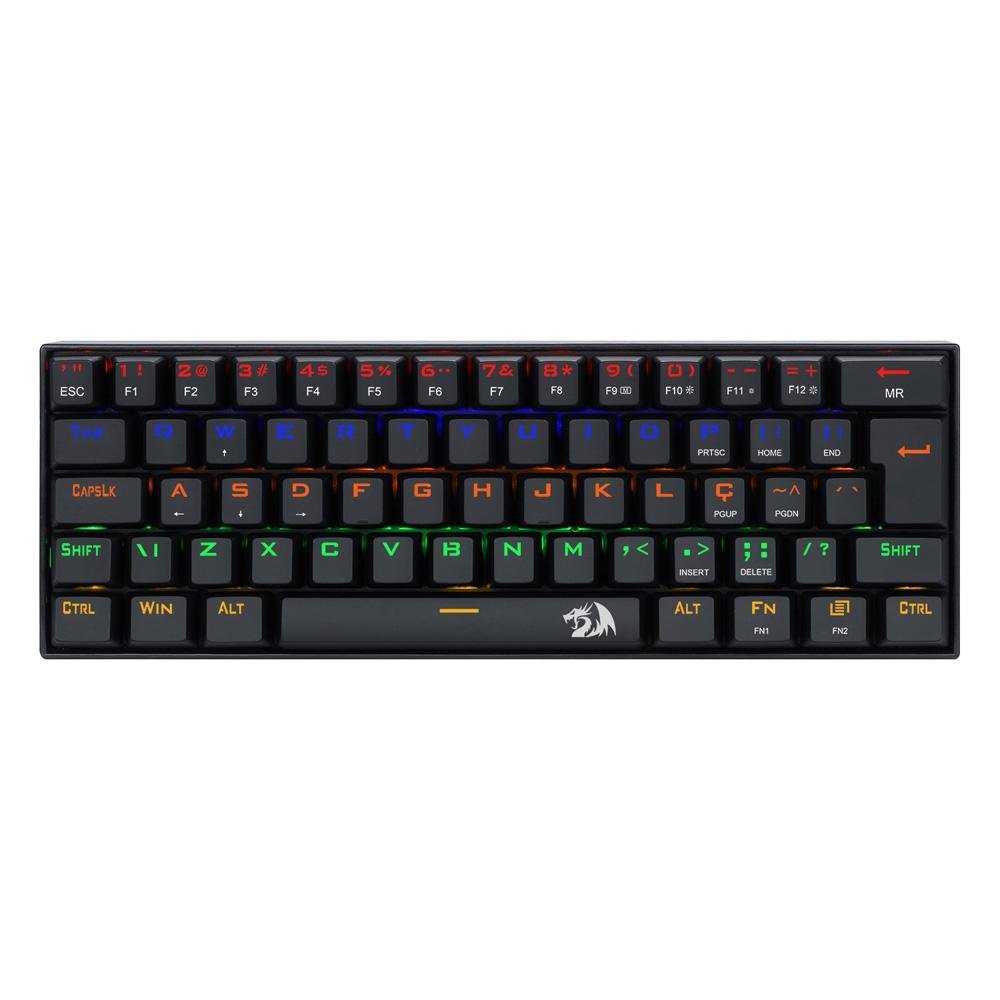 Teclado Mecânico Gamer Redragon Lakshmi K606R 60%, LED Rainbow, Switch Redragon MK II, ABNT2, Preto - K606R (PT-BLUE) Teclado Mecânico Gamer Redragon Lakshmi K606R 60%, LED Rainbow, Switch Redragon MK II, ABNT2, Preto - K606R (PT-BLUE)