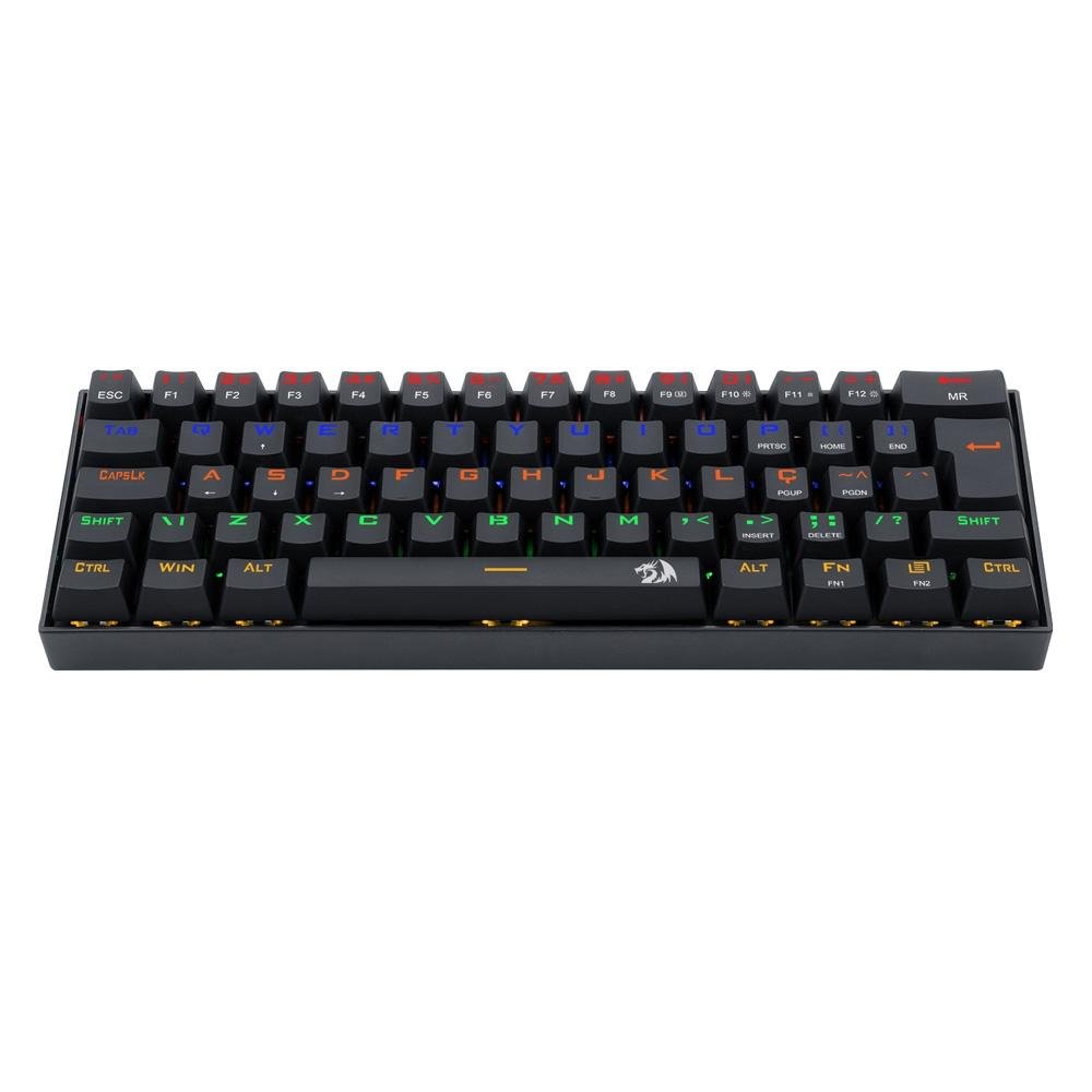 Teclado Mecânico Gamer Redragon Lakshmi K606R 60%, LED Rainbow, Switch Redragon MK II, ABNT2, Preto - K606R (PT-BLUE) Teclado Mecânico Gamer Redragon Lakshmi K606R 60%, LED Rainbow, Switch Redragon MK II, ABNT2, Preto - K606R (PT-BLUE)