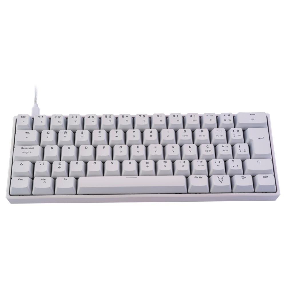Teclado Mecânico Gamer Husky Blizzard, 60%, RGB, Switch Gateron Brown, ABNT2, Branco - HTG001BRMA