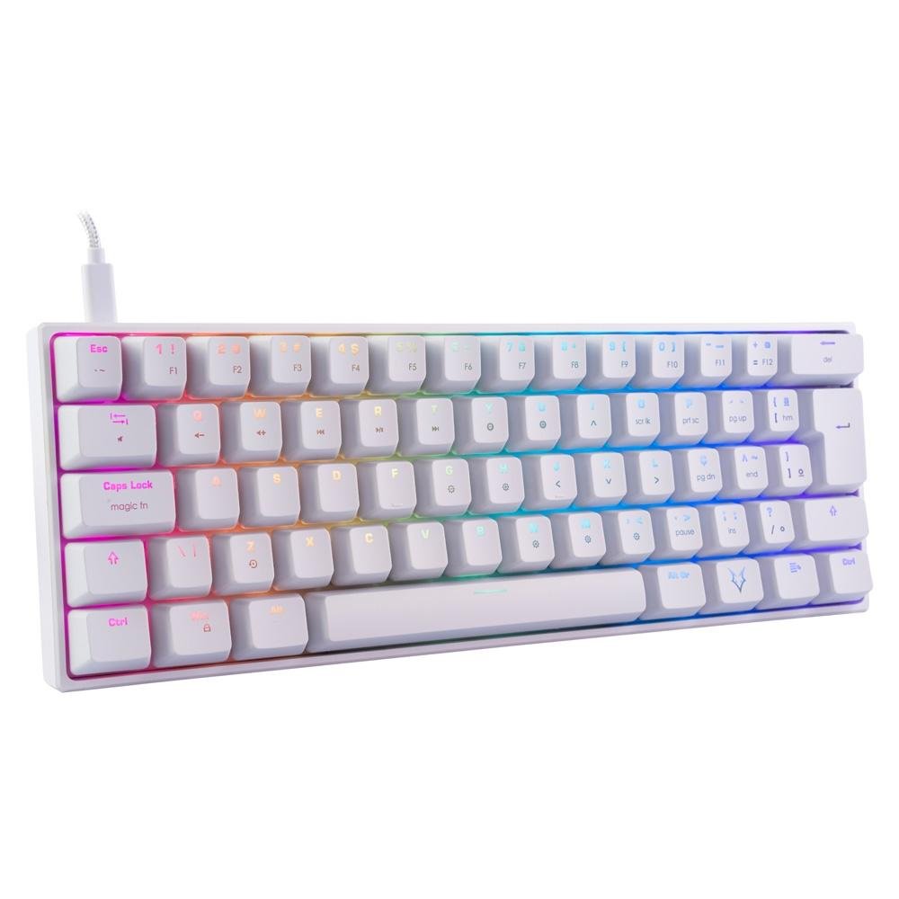 Teclado Mecânico Gamer Husky Blizzard, 60%, RGB, Switch Gateron Brown, ABNT2, Branco - HTG001BRMA