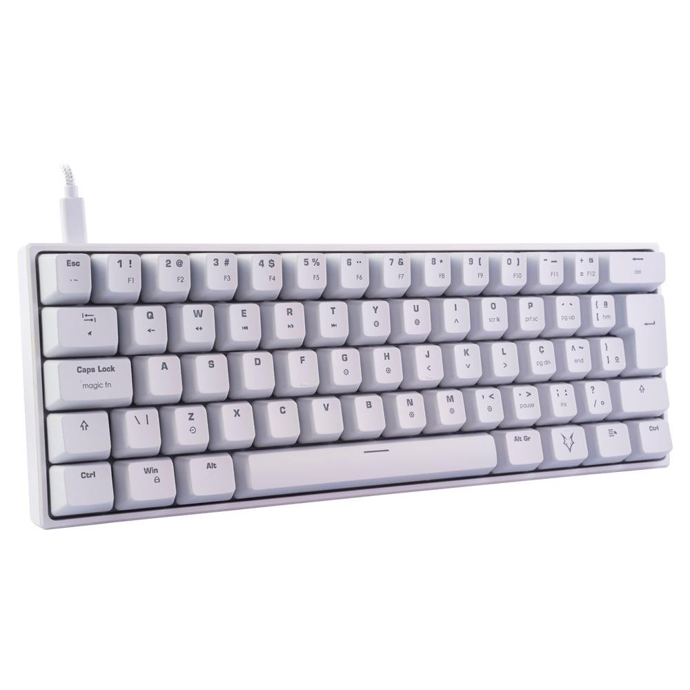 Teclado Mecânico Gamer Husky Blizzard, 60%, RGB, Switch Gateron Brown, ABNT2, Branco - HTG001BRMA