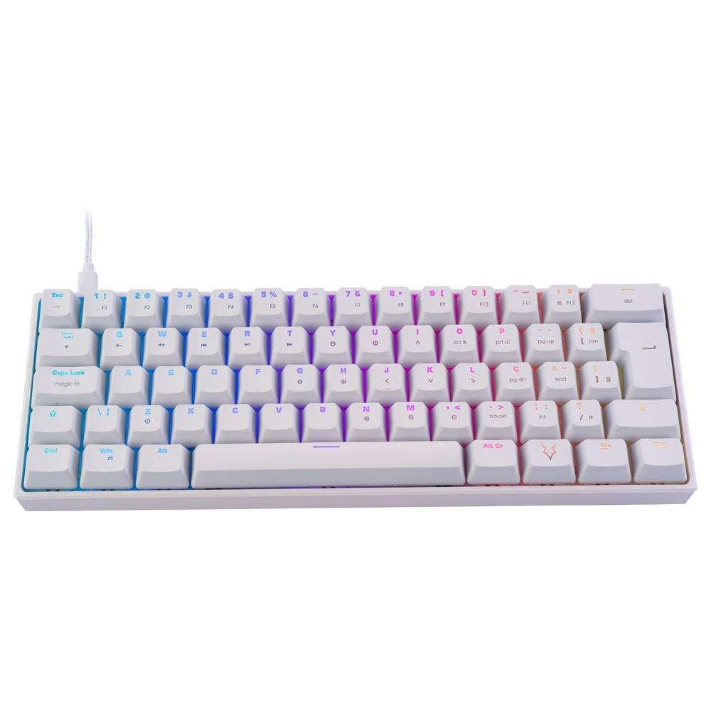 Teclado Mecânico Gamer Husky Blizzard, 60%, RGB, Switch Gateron Brown, ABNT2, Branco - HTG001BRMA