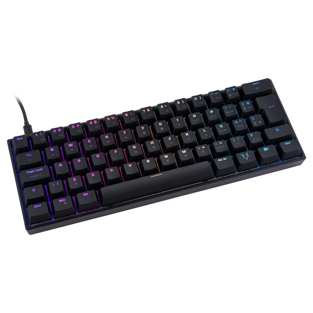 Imagem 2 de 5 do produto Teclado Mecânico Gamer Husky Blizzard, 60%, RGB, Switch Gateron Brown, ABNT2, Preto - HTG001PTMA
