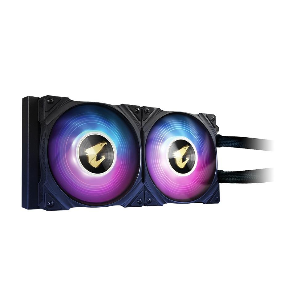 Imagem 3 de 8 do produto Water Cooler Gigabyte Aorus Liquid Cooler 240, RGB, 240mm (2x 120mm), AMD/Intel, Com Display LCD, Preto - GP-AORUS WATERFORCE X 240