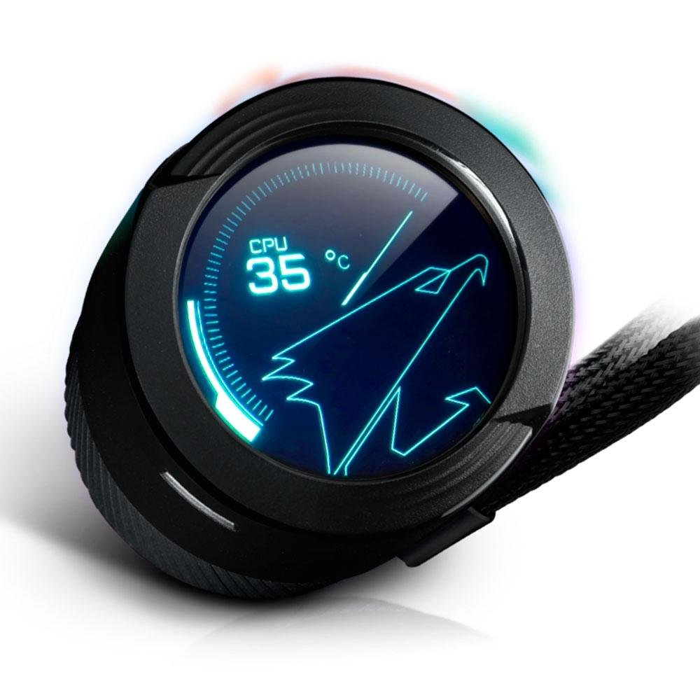 Water Cooler Gigabyte Aorus Liquid Cooler 280, RGB, 280mm, AMD/Intel, Com Display LCD - GP-AORUS WATERFORCE X 280 - view 2