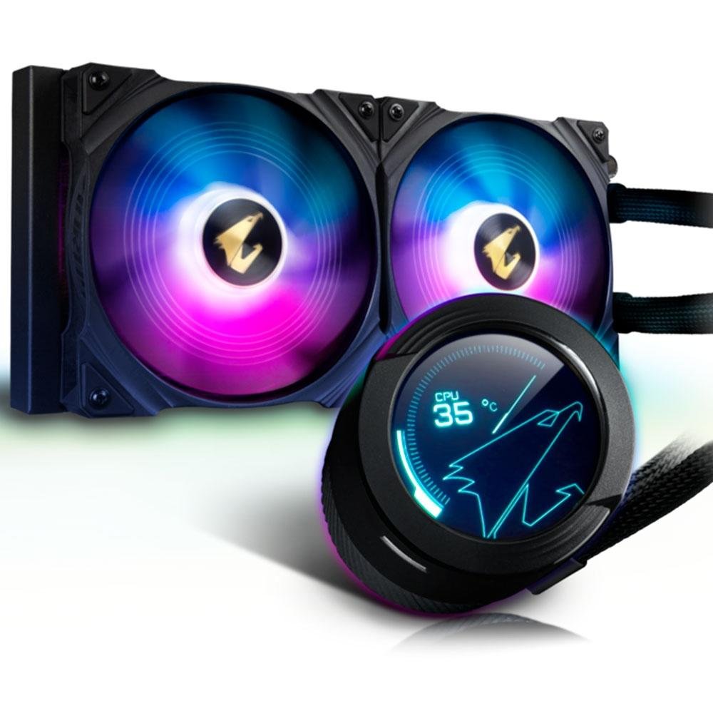 Water Cooler Gigabyte Aorus Liquid Cooler 280, RGB, 280mm, AMD/Intel, Com Display LCD - GP-AORUS WATERFORCE X 280 4