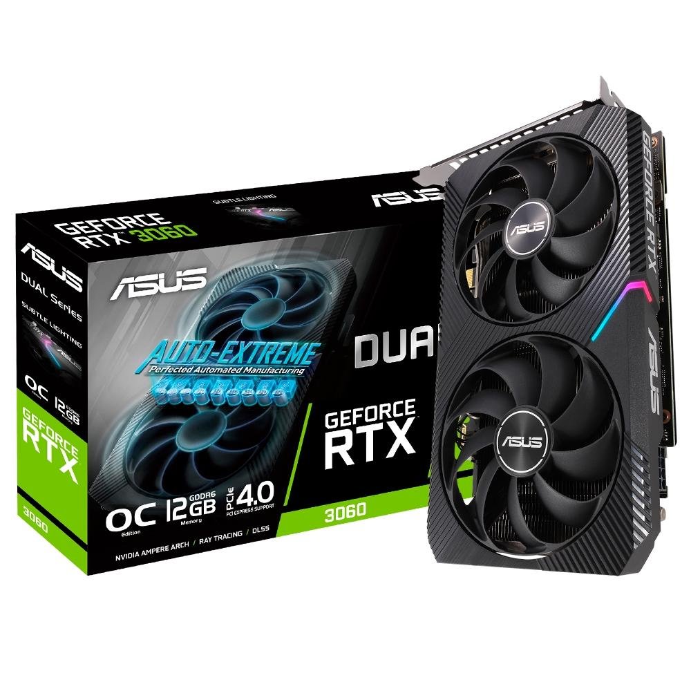 Placa de Vídeo RTX 3060 Asus Dual O12G V2 NVIDIA GeForce, 12GB GDDR6, LHR, DLSS, Ray Tracing - DUAL-RTX3060-O12G-V2 Placa de Vídeo RTX 3060 Asus Dual O12G V2 NVIDIA GeForce, 12GB GDDR6, LHR, DLSS, Ray Tracing - DUAL-RTX3060-O12G-V2