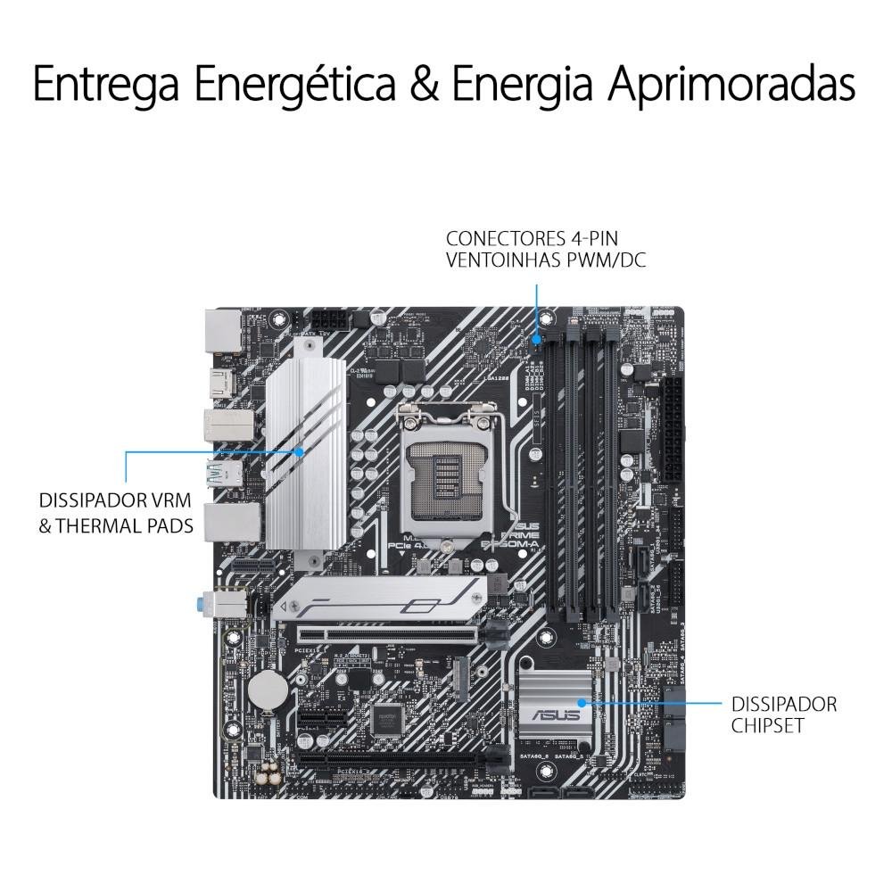 Imagem 6 de 10 do produto Placa-Mãe ASUS Prime B560M-A, Intel LGA1200, mATX, DDR4, Preto - 90MB17A0-M0EAYO