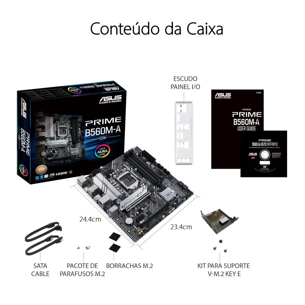 Imagem 10 de 10 do produto Placa-Mãe ASUS Prime B560M-A, Intel LGA1200, mATX, DDR4, Preto - 90MB17A0-M0EAYO