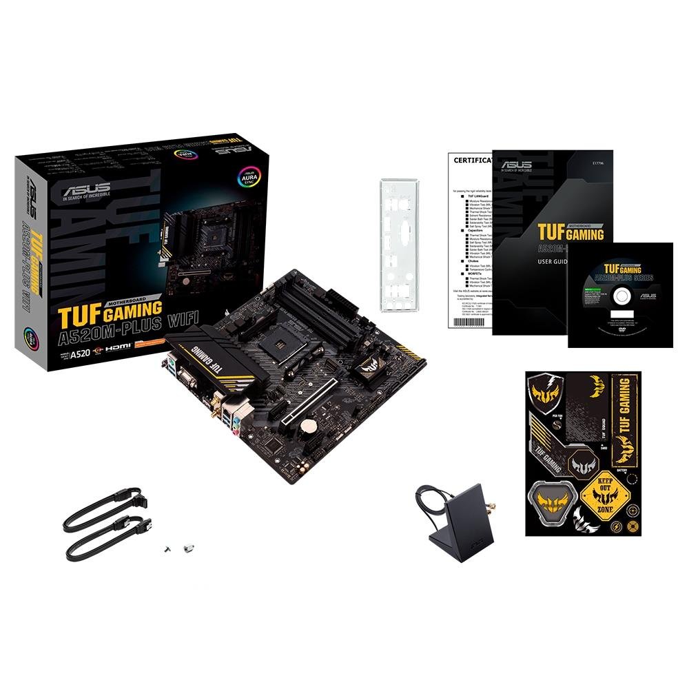 Placa-Mãe ASUS TUF GAMING A520M-PLUS WIFI, AMD AM4, RGB, mATX, DDR4, Preto - 90MB17F0-M0EAY0 - view 6