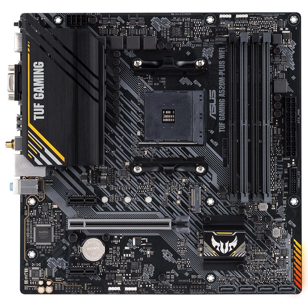 Placa-Mãe ASUS TUF GAMING A520M-PLUS WIFI, AMD AM4, RGB, mATX, DDR4, Preto - 90MB17F0-M0EAY0 - view 3