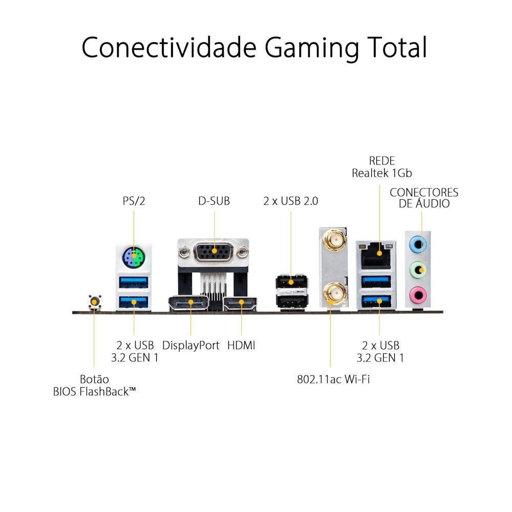 Placa-Mãe ASUS TUF GAMING A520M-PLUS WIFI, AMD AM4, RGB, mATX, DDR4, Preto - 90MB17F0-M0EAY0 - view 9