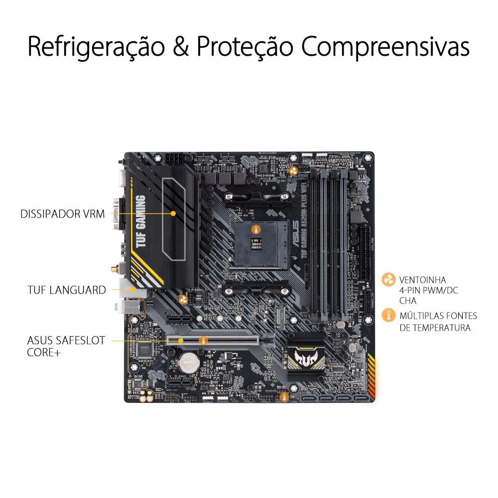 Placa-Mãe ASUS TUF GAMING A520M-PLUS WIFI, AMD AM4, RGB, mATX, DDR4, Preto - 90MB17F0-M0EAY0 - view 10