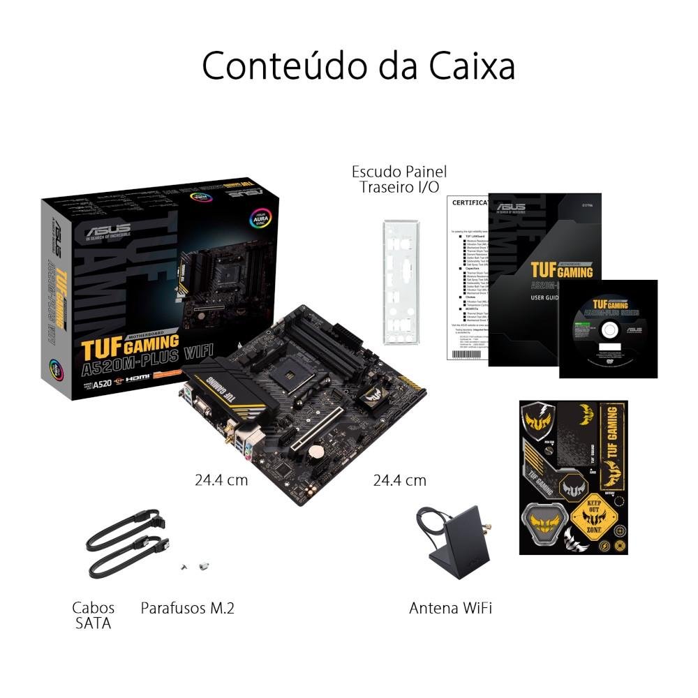 Placa-Mãe ASUS TUF GAMING A520M-PLUS WIFI, AMD AM4, RGB, mATX, DDR4, Preto - 90MB17F0-M0EAY0 - view 11
