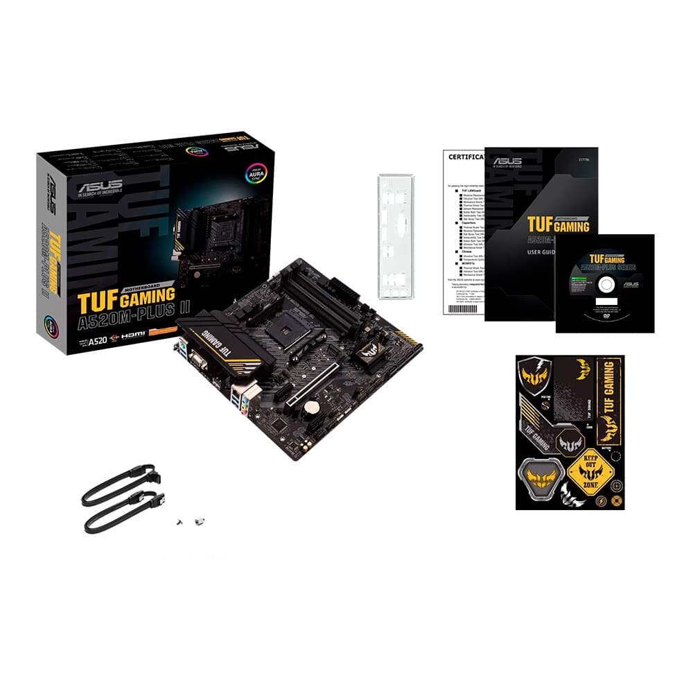 Placa-Mãe ASUS TUF GAMING A520M-PLUS II, AMD AM4, mATX, DDR4, Preto - 90MB17G0-M0EAY0 Placa-Mãe ASUS TUF GAMING A520M-PLUS II, AMD AM4, mATX, DDR4, Preto - 90MB17G0-M0EAY0