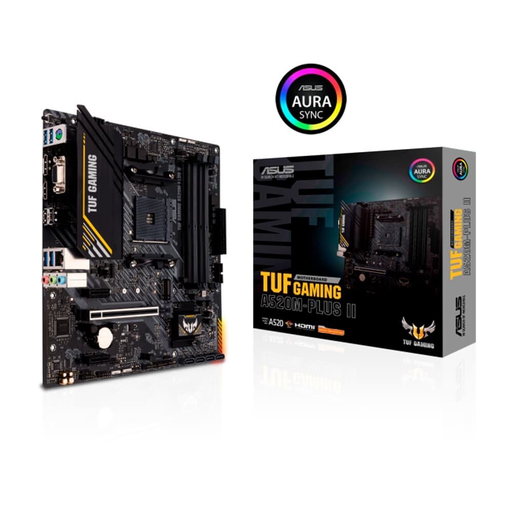 Placa-Mãe ASUS TUF GAMING A520M-PLUS II, AMD AM4, mATX, DDR4, Preto - 90MB17G0-M0EAY0 Placa-Mãe ASUS TUF GAMING A520M-PLUS II, AMD AM4, mATX, DDR4, Preto - 90MB17G0-M0EAY0