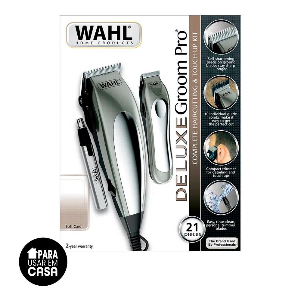 Kit Aparador de Cabelo e Pelos Wahl Deluxe Groom Pro, 21 Peças
