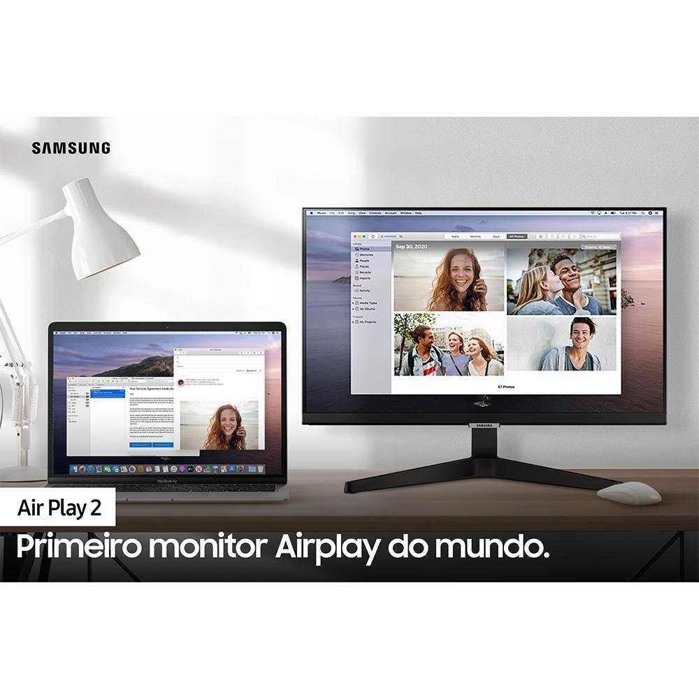 Imagem 8 de 14 do produto Monitor Smart Samsung 24 Full HD, HDMI e VESA, IPS, SmartHub, HDR, Bluetooth, Plataforma Tizen, AirPlay 2, Preto - LS24AM506NLMZD