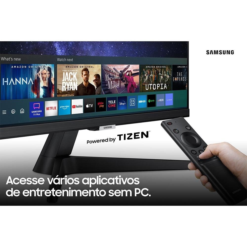 Imagem 11 de 14 do produto Monitor Smart Samsung 24 Full HD, HDMI e VESA, IPS, SmartHub, HDR, Bluetooth, Plataforma Tizen, AirPlay 2, Preto - LS24AM506NLMZD