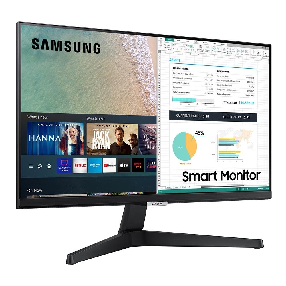 Imagem 2 de 14 do produto Monitor Smart Samsung 24 Full HD, HDMI e VESA, IPS, SmartHub, HDR, Bluetooth, Plataforma Tizen, AirPlay 2, Preto - LS24AM506NLMZD