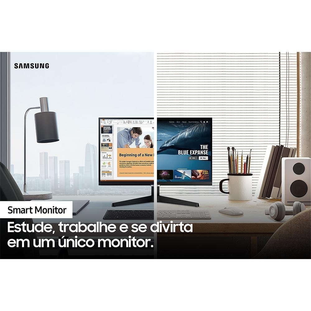 Imagem 13 de 14 do produto Monitor Smart Samsung 24 Full HD, HDMI e VESA, IPS, SmartHub, HDR, Bluetooth, Plataforma Tizen, AirPlay 2, Preto - LS24AM506NLMZD