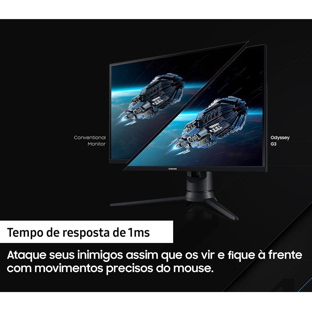 Imagem 11 de 13 do produto Monitor Gamer Samsung Odyssey G3 24" Full HD, 144Hz, 1ms, FreeSync Premium, HDMI e Displayport, Ajuste de altura, Preto - LF24G35TFWLXZD