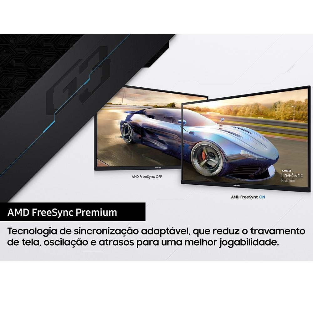 Imagem 12 de 13 do produto Monitor Gamer Samsung Odyssey G3 24" Full HD, 144Hz, 1ms, FreeSync Premium, HDMI e Displayport, Ajuste de altura, Preto - LF24G35TFWLXZD