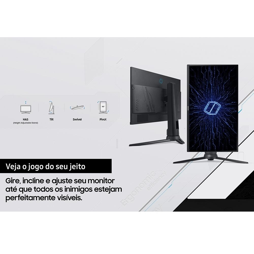 Imagem 13 de 13 do produto Monitor Gamer Samsung Odyssey G3 24" Full HD, 144Hz, 1ms, FreeSync Premium, HDMI e Displayport, Ajuste de altura, Preto - LF24G35TFWLXZD