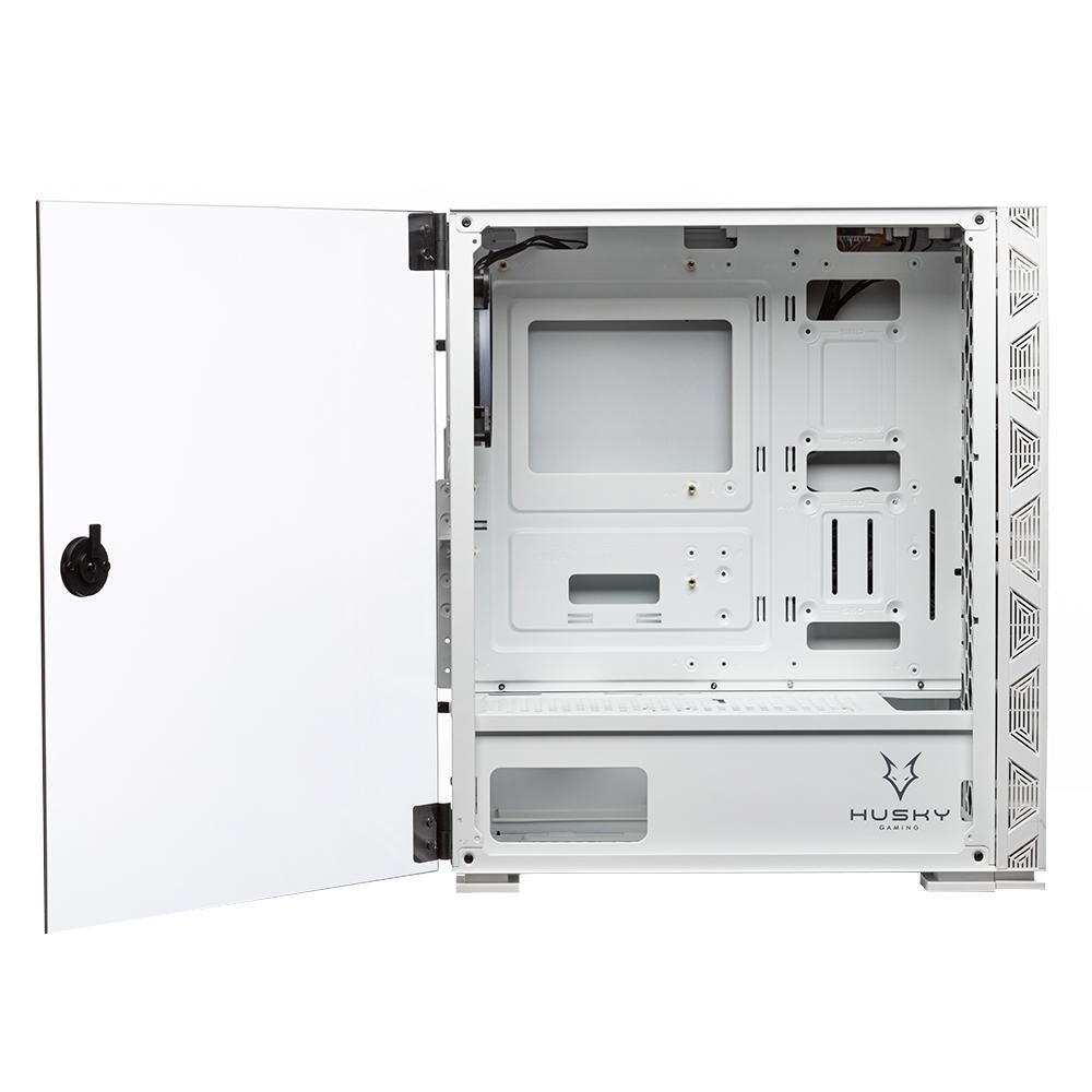 Imagem 2 de 10 do produto Gabinete Gamer Husky Gaming Polar, Branco - Mid Tower, ARGB com Fan, Porta lateral em Vidro Temperado - HGMC011