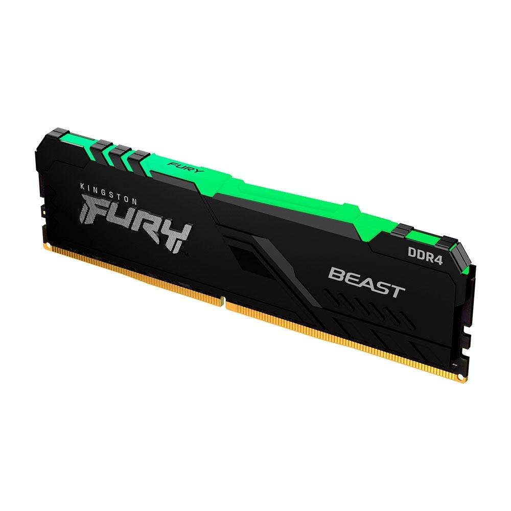 Memória RAM Kingston Fury Beast, RGB, 8GB, 3200MHz, DDR4, CL16, Preto - KF432C16BBA/8