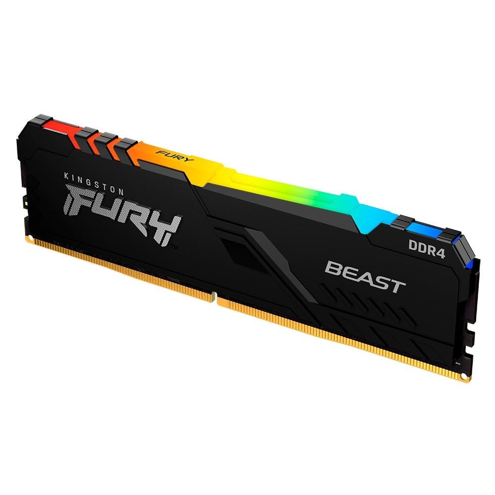 Memória RAM Kingston Fury Beast, RGB, 8GB, 3200MHz, DDR4, CL16, Preto - KF432C16BBA/8