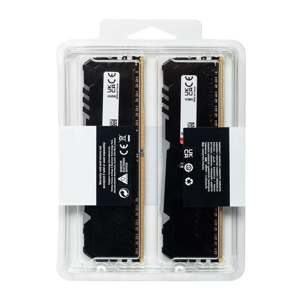 Memória RAM Kingston Fury Beast, RGB, 32GB (2x16GB), 3200MHz, DDR4, CL16, Preto - KF432C16BB1AK2/32 Memória RAM Kingston Fury Beast, RGB, 32GB (2x16GB), 3200MHz, DDR4, CL16, Preto - KF432C16BB1AK2/32