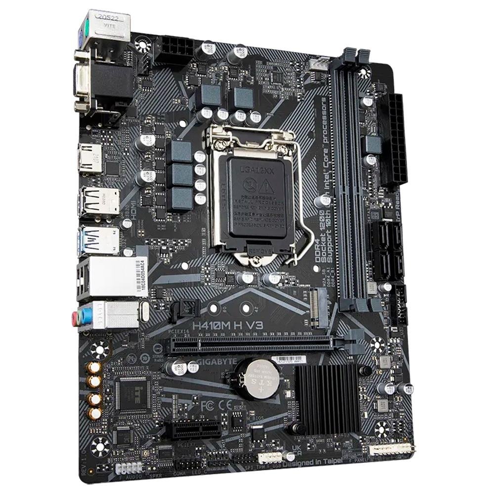 Imagem 2 de 4 do produto Placa-Mãe Gigabyte H410M H V3, Rev. 1.0, Intel LGA 1200, mATX, DDR4, Preto - H410M H V3