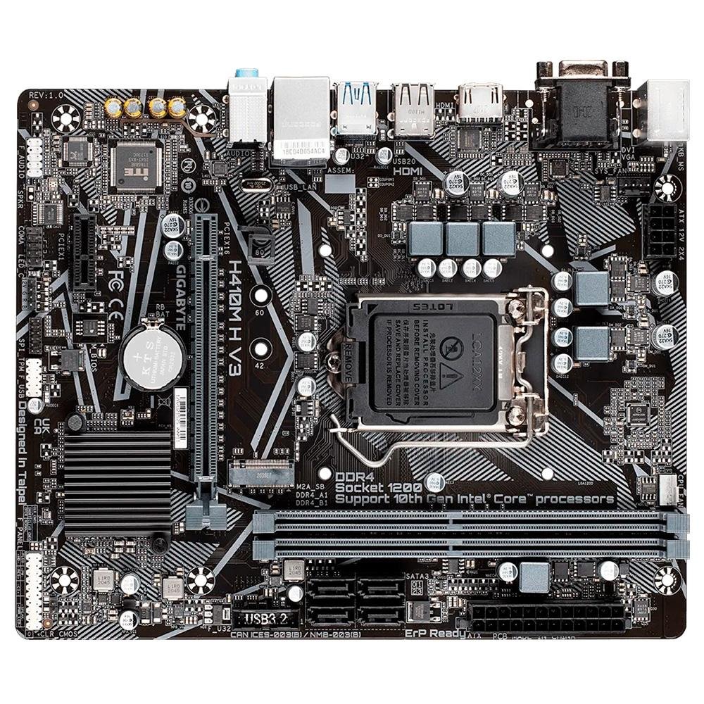 Imagem 3 de 4 do produto Placa-Mãe Gigabyte H410M H V3, Rev. 1.0, Intel LGA 1200, mATX, DDR4, Preto - H410M H V3