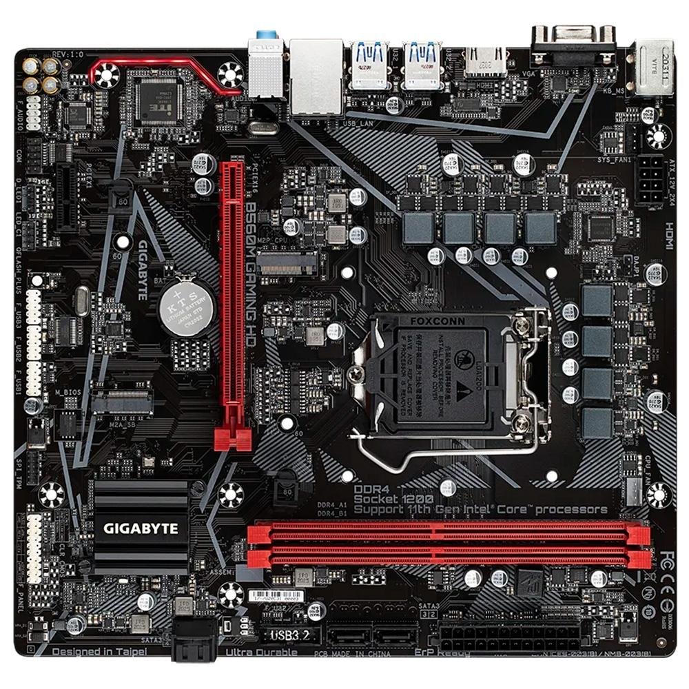 Imagem 3 de 5 do produto Placa-Mãe Gigabyte B560M Gaming HD, Intel LGA 1200, Micro ATX, RGB, Rev. 1.0, Preto - B560M GAMING HD