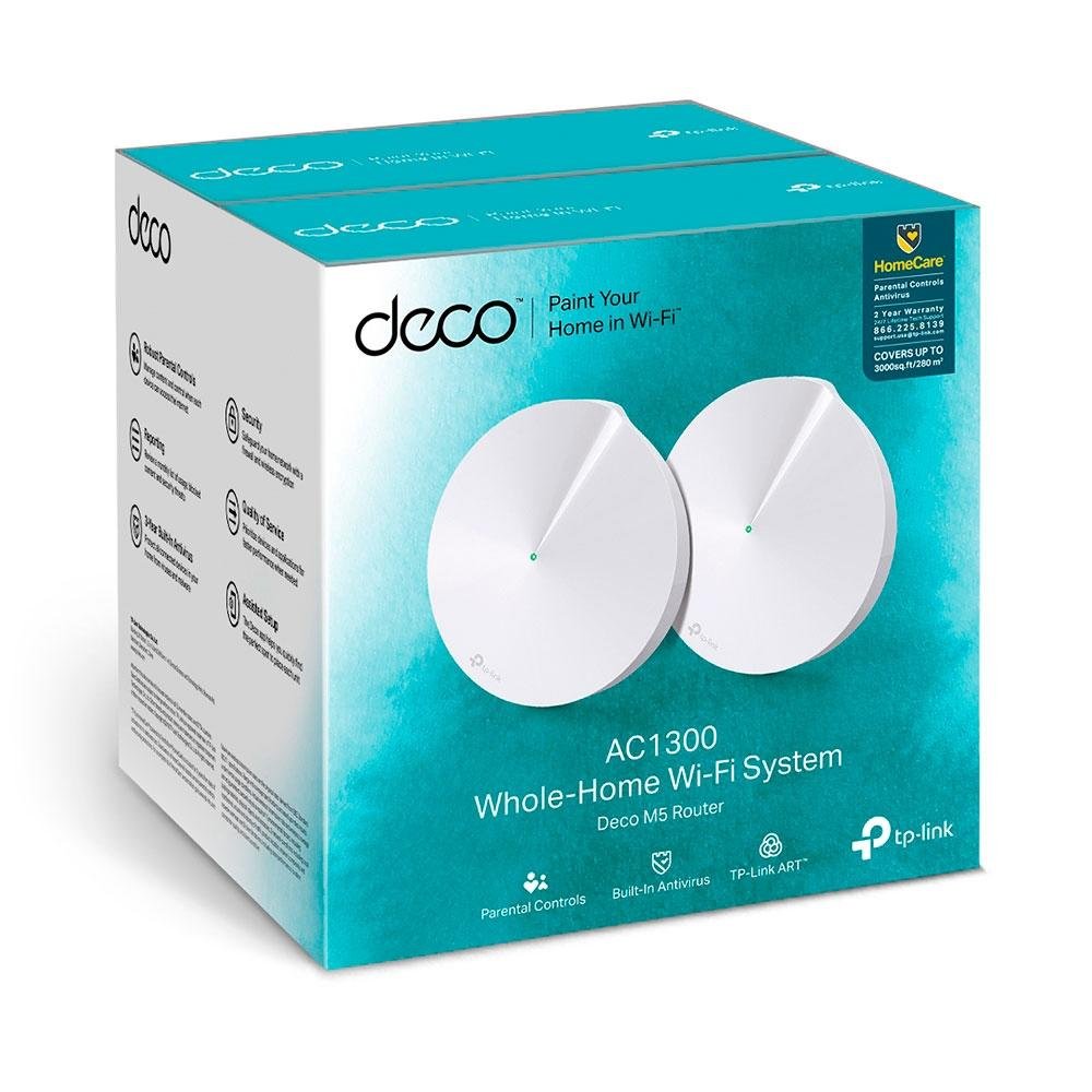 Roteador TP-Link Deco Mesh M5, Dual Band AC1300, 2,4 GHz, WAN/LAN Gigabit, 4 Antenas Internas, 2 Peças, Branco - DECO M5(2-PACK) - view 5