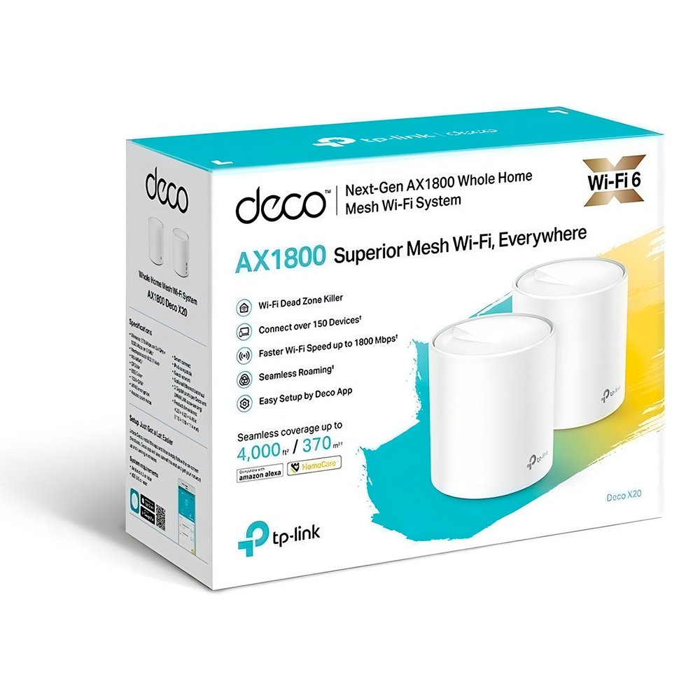Roteador TP-Link Deco Mesh X20 Wi-Fi 6, AX1800, 5 GHz, WAN/LAN Gigabit, 2 Antenas Internas, 2 Peças, Branco - DECO X20(2-PACK) - view 4